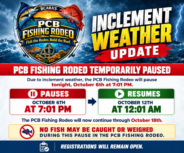PCB Fishing Rodeo Weather Update